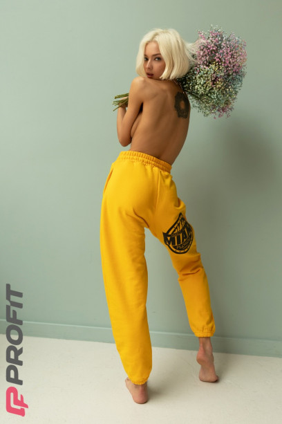 Спортивные штаны Майами желтые с принтом bp.011.32