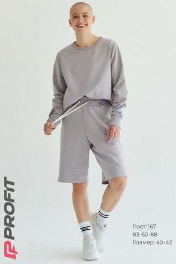 Спортивный хлопковый костюм жемчужный ks.100.006