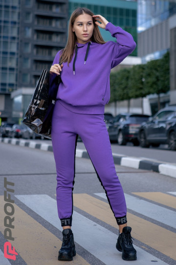 Женский спортивный костюм "Oversize" с начесом фиолетовый ks.021.057