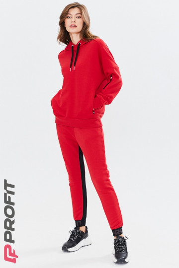Женский спортивный костюм "Oversize" с начесом красный ks.021.008