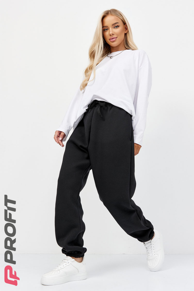 Спортивные штаны/брюки женские с начесом черные bp.071.001 — купить в Москве