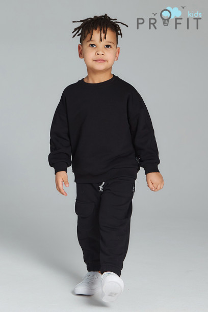 Детский хлопковый спортивный костюм черный ksd.010.001
