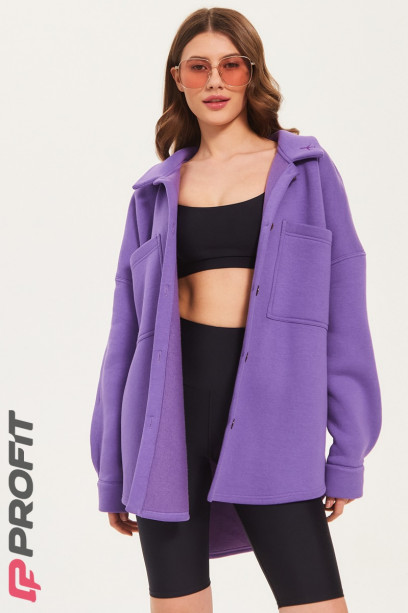 Куртка-рубашка женская с начесом фиолетовая rb.011.057
