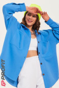 Куртка-рубашка свободного кроя с начесом голубая rb.011.012