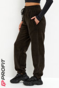 Спортивные женские брюки, на флисе, черные, bp.140.001