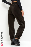 Спортивные женские брюки, на флисе, черные, bp.140.001