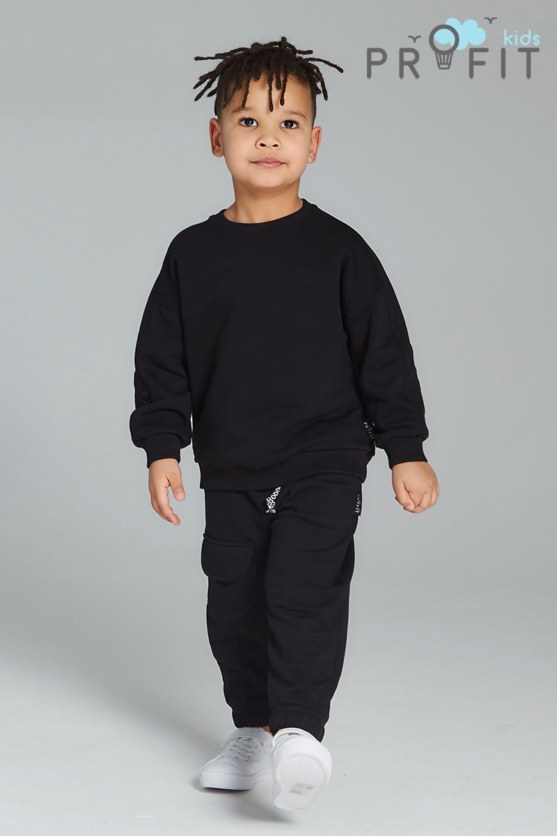 Купить Детский хлопковый спортивный костюм черный ksd.010.001 в интернет магазине в Москве - цена и каталог на сайте FIT2U